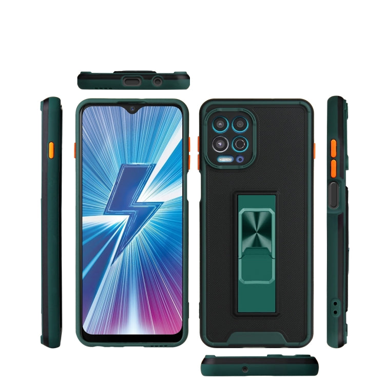 For Motorola Moto G100 Dual-color Skin Feel TPU + PC Magnetic Shockproof Case with Invisible Holder