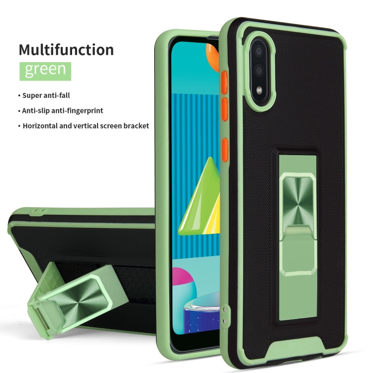 For Samsung Galaxy A02 Dual-color Skin Feel TPU + PC Magnetic Shockproof Case with Invisible Holder