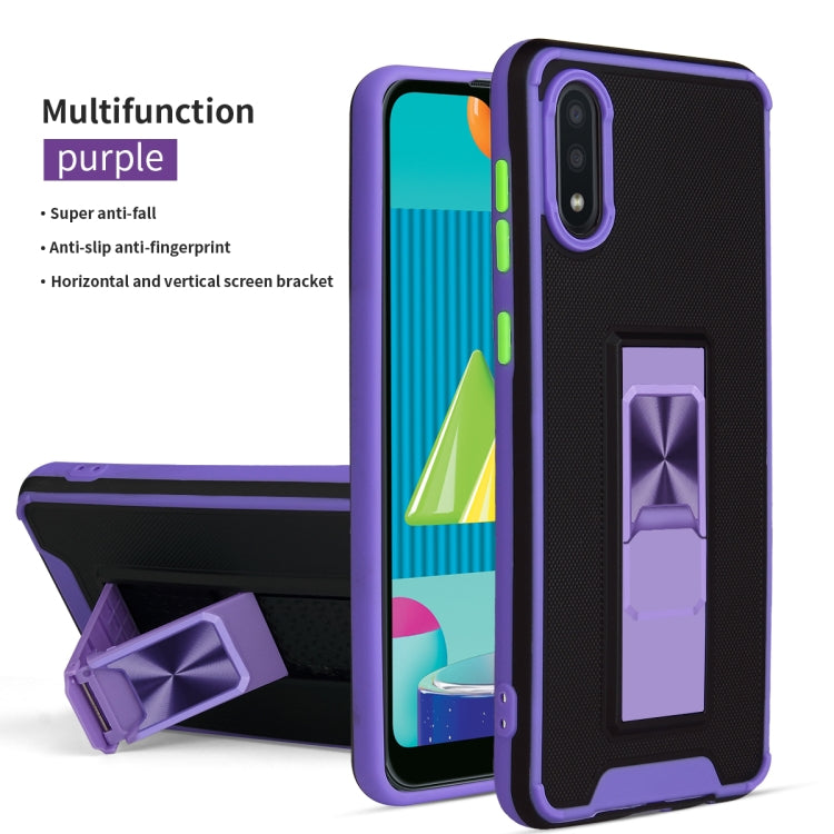 For Samsung Galaxy A02 Dual-color Skin Feel TPU + PC Magnetic Shockproof Case with Invisible Holder