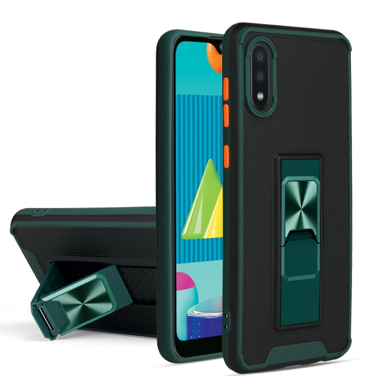 For Samsung Galaxy A02 Dual-color Skin Feel TPU + PC Magnetic Shockproof Case with Invisible Holder