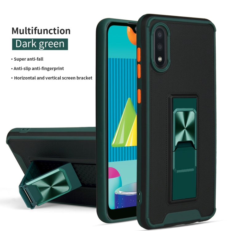 For Samsung Galaxy A02 Dual-color Skin Feel TPU + PC Magnetic Shockproof Case with Invisible Holder