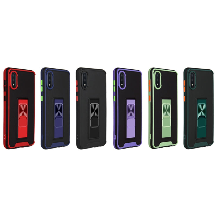 For Samsung Galaxy A02 Dual-color Skin Feel TPU + PC Magnetic Shockproof Case with Invisible Holder