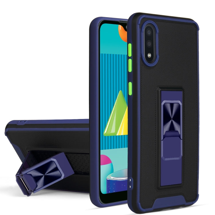 For Samsung Galaxy A02 Dual-color Skin Feel TPU + PC Magnetic Shockproof Case with Invisible Holder