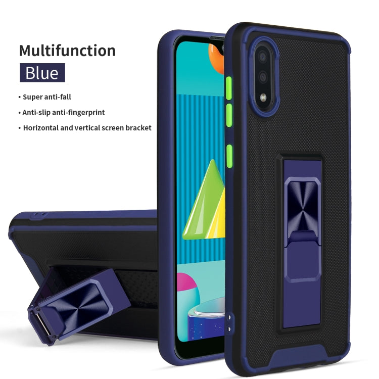 For Samsung Galaxy A02 Dual-color Skin Feel TPU + PC Magnetic Shockproof Case with Invisible Holder