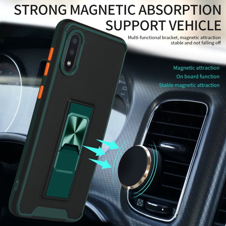 For Samsung Galaxy A02 Dual-color Skin Feel TPU + PC Magnetic Shockproof Case with Invisible Holder