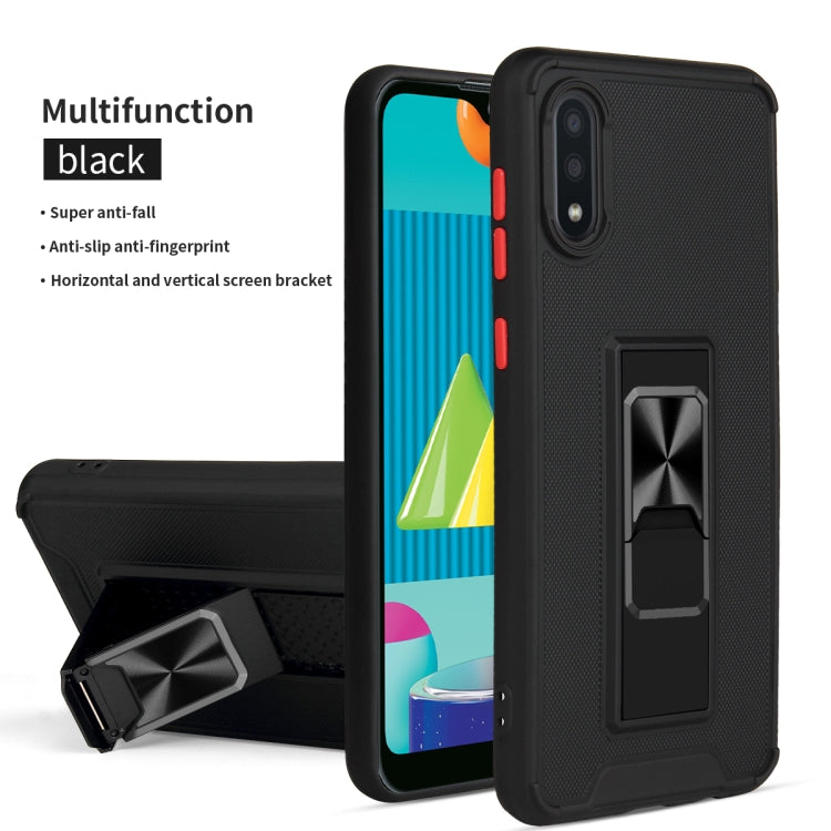 For Samsung Galaxy A02 Dual-color Skin Feel TPU + PC Magnetic Shockproof Case with Invisible Holder