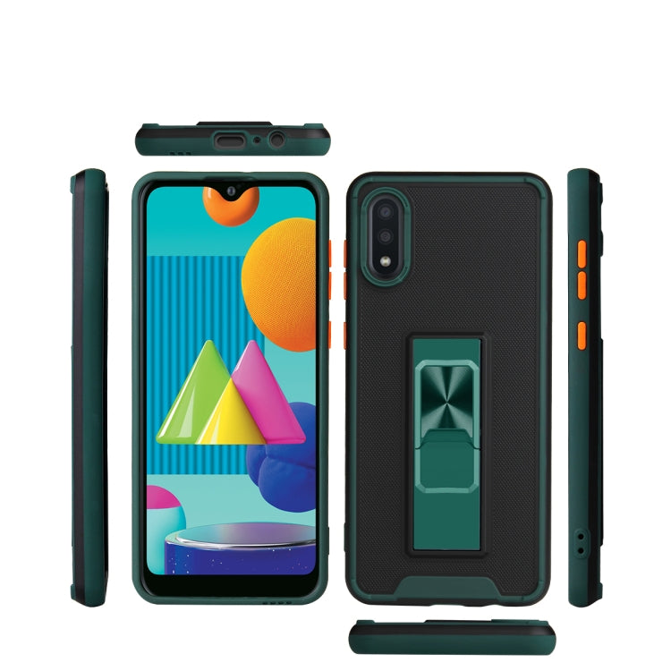 For Samsung Galaxy A02 Dual-color Skin Feel TPU + PC Magnetic Shockproof Case with Invisible Holder