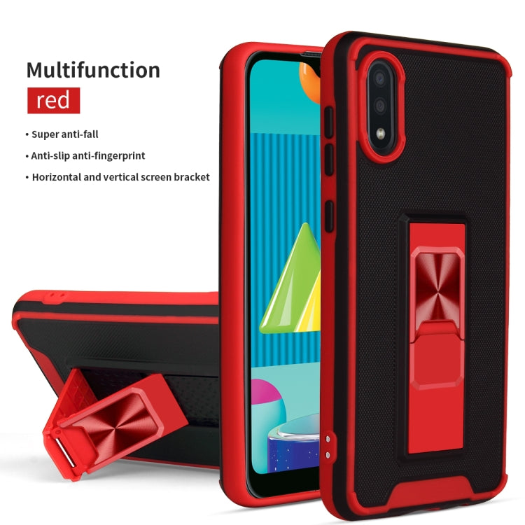 For Samsung Galaxy A02 Dual-color Skin Feel TPU + PC Magnetic Shockproof Case with Invisible Holder