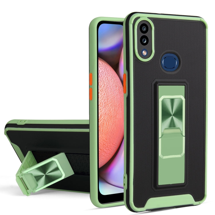 For Samsung Galaxy A10s / M01s Dual-color Skin Feel TPU + PC Magnetic Shockproof Case with Invisible Holder