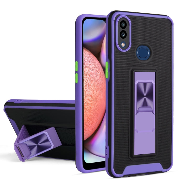 For Samsung Galaxy A10s / M01s Dual-color Skin Feel TPU + PC Magnetic Shockproof Case with Invisible Holder
