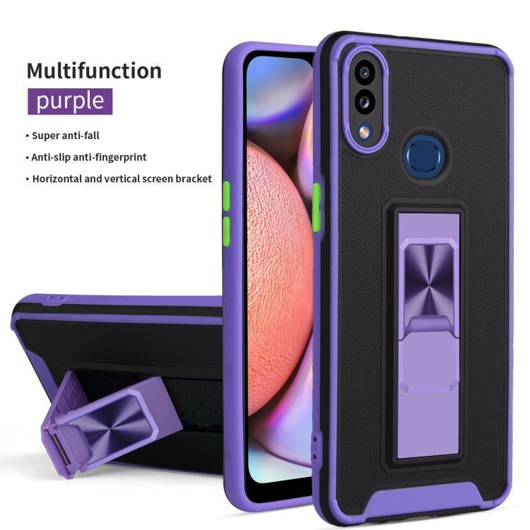 For Samsung Galaxy A10s / M01s Dual-color Skin Feel TPU + PC Magnetic Shockproof Case with Invisible Holder