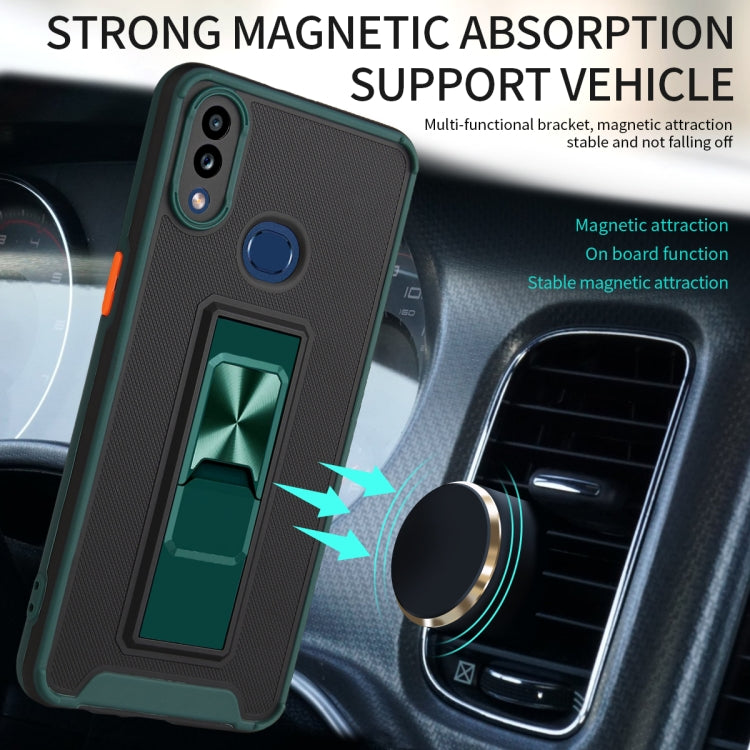 For Samsung Galaxy A10s / M01s Dual-color Skin Feel TPU + PC Magnetic Shockproof Case with Invisible Holder