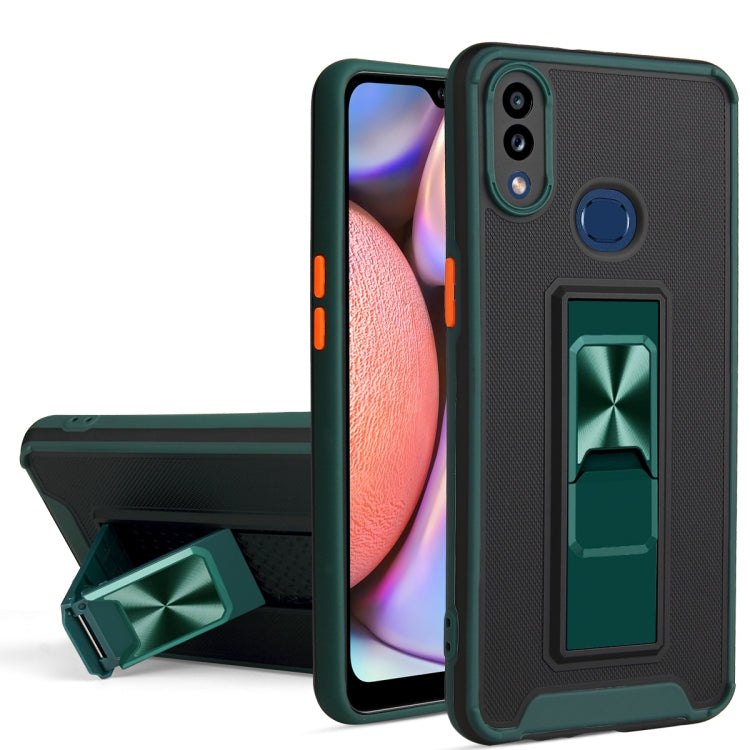For Samsung Galaxy A10s / M01s Dual-color Skin Feel TPU + PC Magnetic Shockproof Case with Invisible Holder
