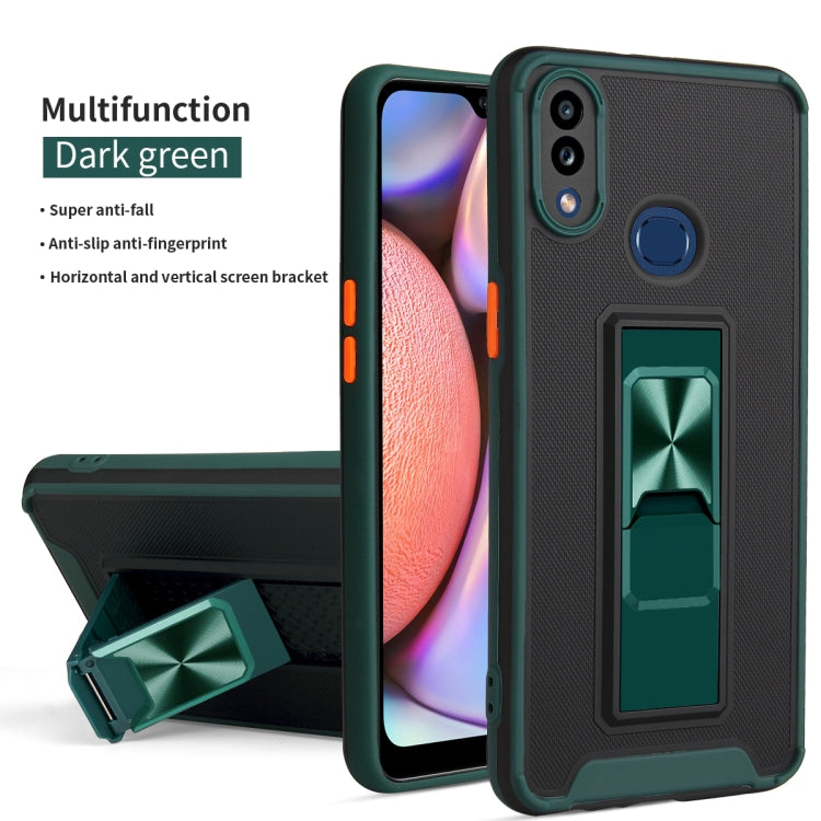 For Samsung Galaxy A10s / M01s Dual-color Skin Feel TPU + PC Magnetic Shockproof Case with Invisible Holder