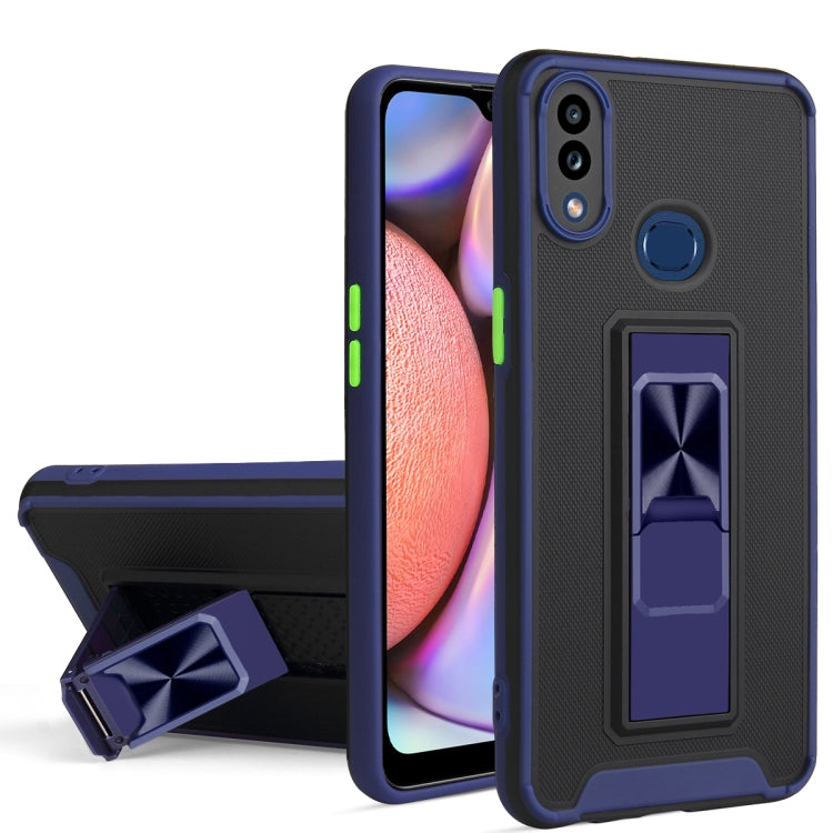 For Samsung Galaxy A10s / M01s Dual-color Skin Feel TPU + PC Magnetic Shockproof Case with Invisible Holder