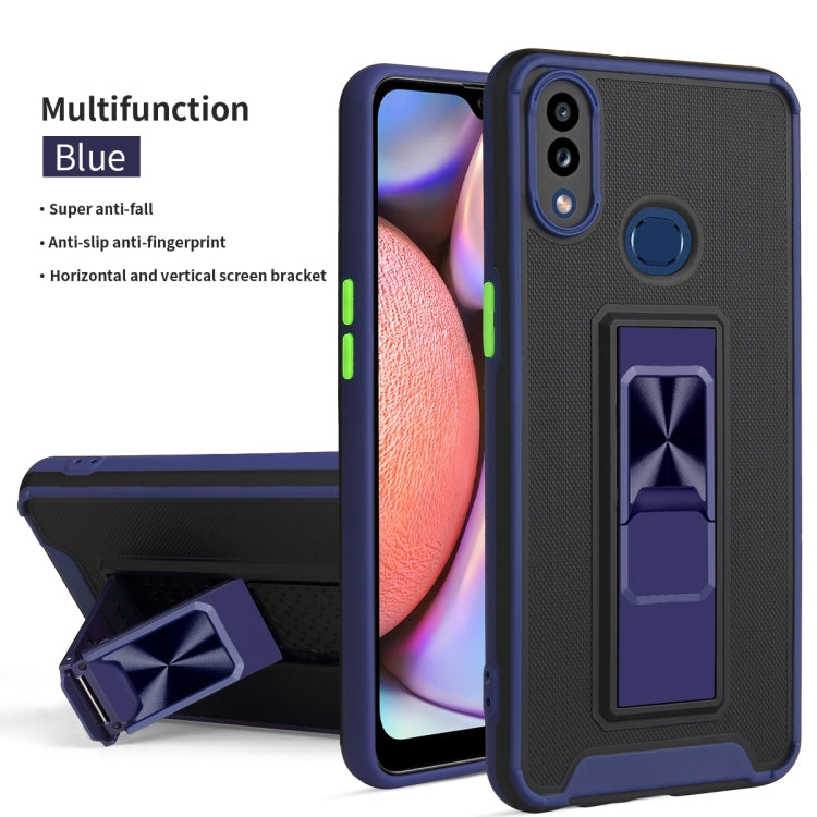 For Samsung Galaxy A10s / M01s Dual-color Skin Feel TPU + PC Magnetic Shockproof Case with Invisible Holder