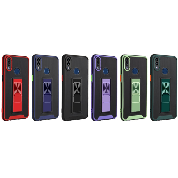 For Samsung Galaxy A10s / M01s Dual-color Skin Feel TPU + PC Magnetic Shockproof Case with Invisible Holder