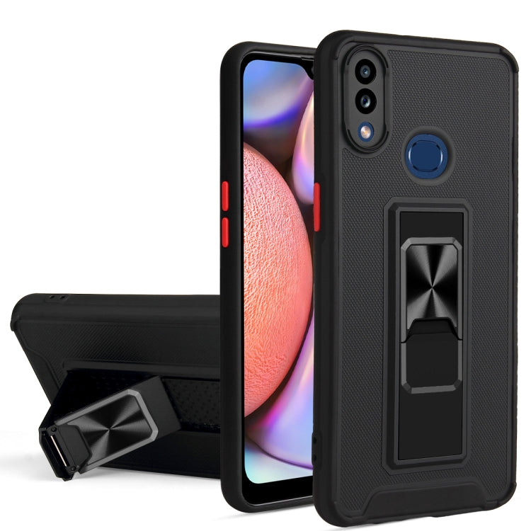 For Samsung Galaxy A10s / M01s Dual-color Skin Feel TPU + PC Magnetic Shockproof Case with Invisible Holder