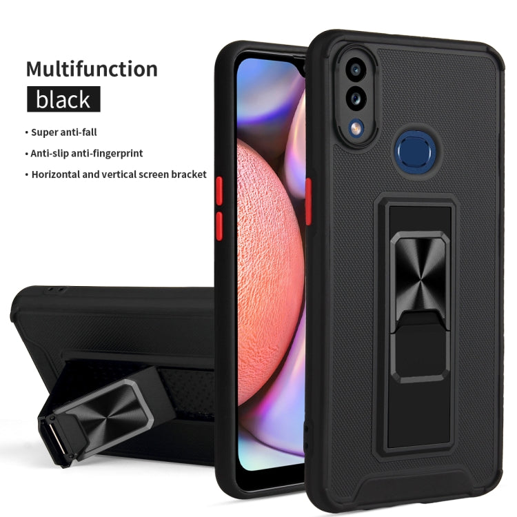 For Samsung Galaxy A10s / M01s Dual-color Skin Feel TPU + PC Magnetic Shockproof Case with Invisible Holder