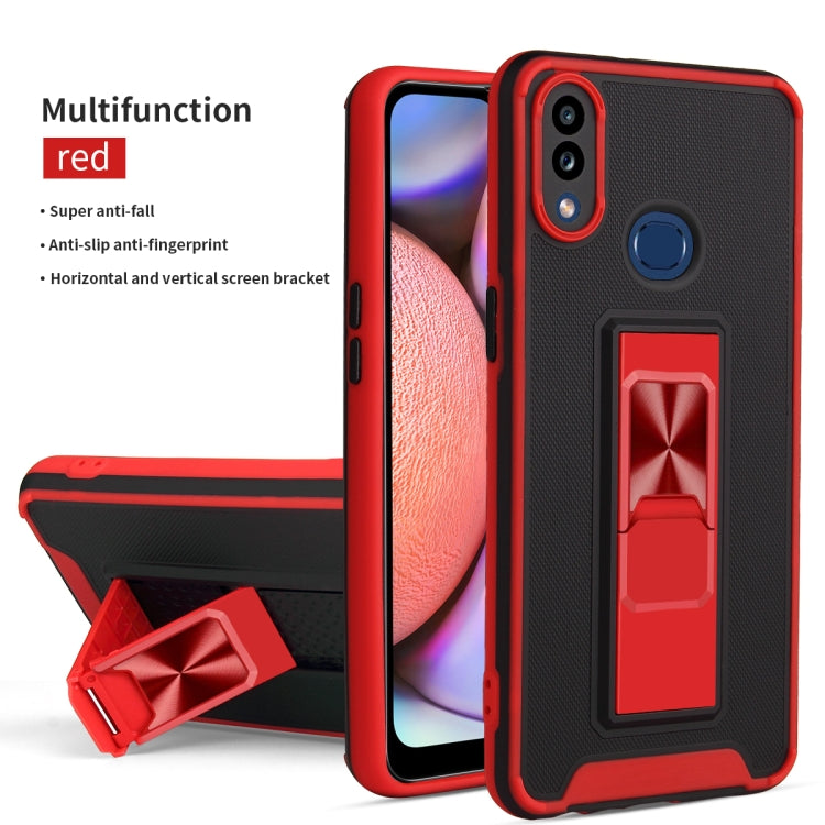 For Samsung Galaxy A10s / M01s Dual-color Skin Feel TPU + PC Magnetic Shockproof Case with Invisible Holder