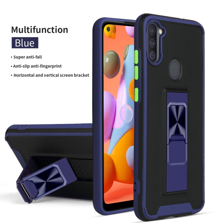 For Samsung Galaxy A11 Dual-color Skin Feel TPU + PC Magnetic Shockproof Case with Invisible Holder