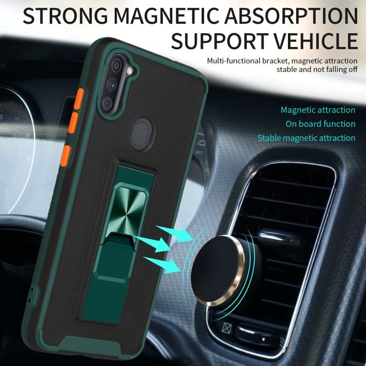 For Samsung Galaxy A11 Dual-color Skin Feel TPU + PC Magnetic Shockproof Case with Invisible Holder