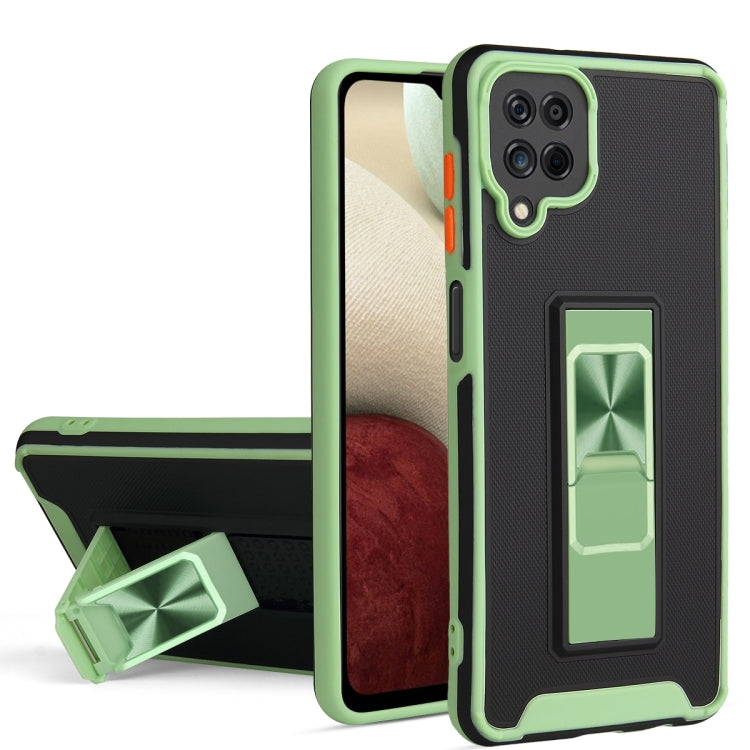 For Samsung Galaxy A12 / M12 / F12 Dual-color Skin Feel TPU + PC Magnetic Shockproof Case with Invisible Holder