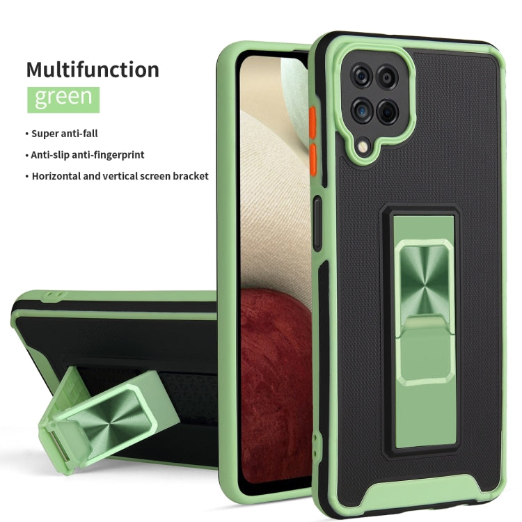 For Samsung Galaxy A12 / M12 / F12 Dual-color Skin Feel TPU + PC Magnetic Shockproof Case with Invisible Holder