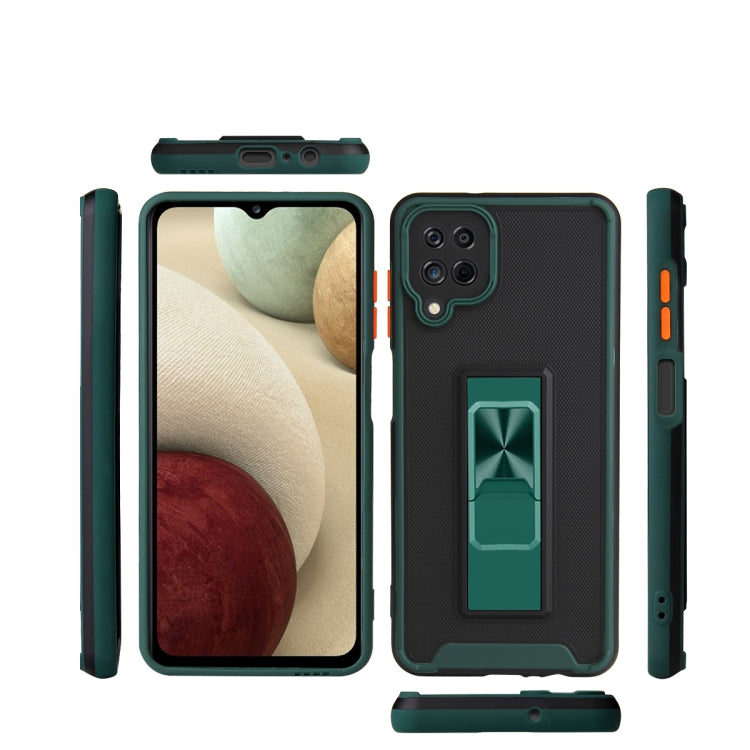 For Samsung Galaxy A12 / M12 / F12 Dual-color Skin Feel TPU + PC Magnetic Shockproof Case with Invisible Holder