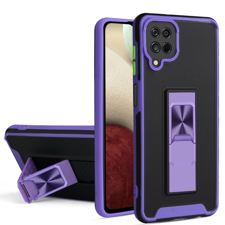 For Samsung Galaxy A12 / M12 / F12 Dual-color Skin Feel TPU + PC Magnetic Shockproof Case with Invisible Holder