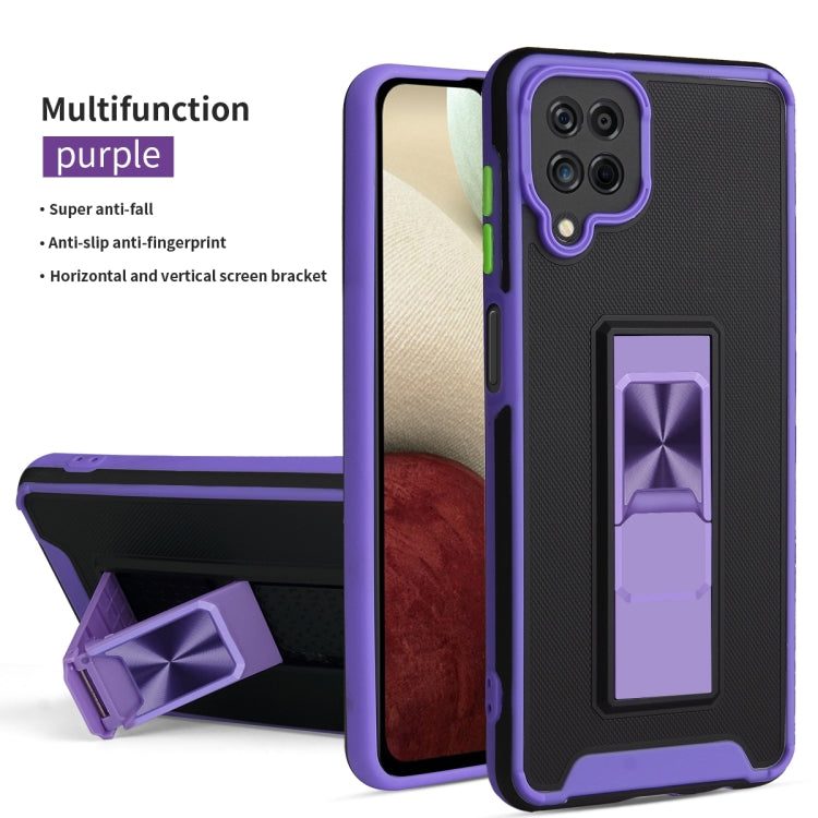 For Samsung Galaxy A12 / M12 / F12 Dual-color Skin Feel TPU + PC Magnetic Shockproof Case with Invisible Holder