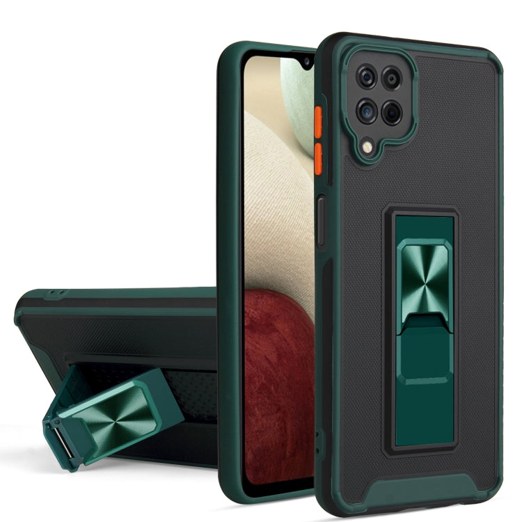 For Samsung Galaxy A12 / M12 / F12 Dual-color Skin Feel TPU + PC Magnetic Shockproof Case with Invisible Holder