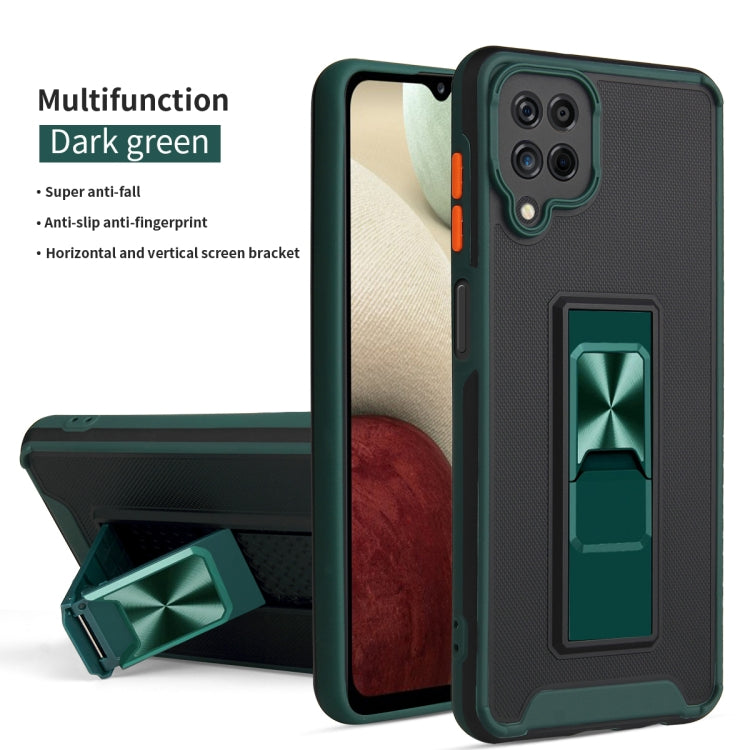 For Samsung Galaxy A12 / M12 / F12 Dual-color Skin Feel TPU + PC Magnetic Shockproof Case with Invisible Holder