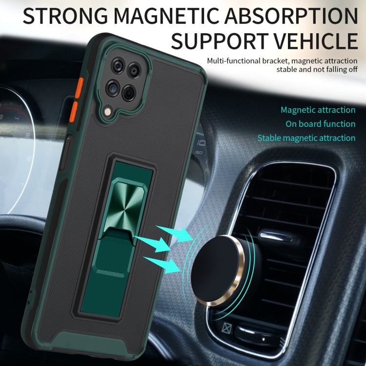 For Samsung Galaxy A12 / M12 / F12 Dual-color Skin Feel TPU + PC Magnetic Shockproof Case with Invisible Holder