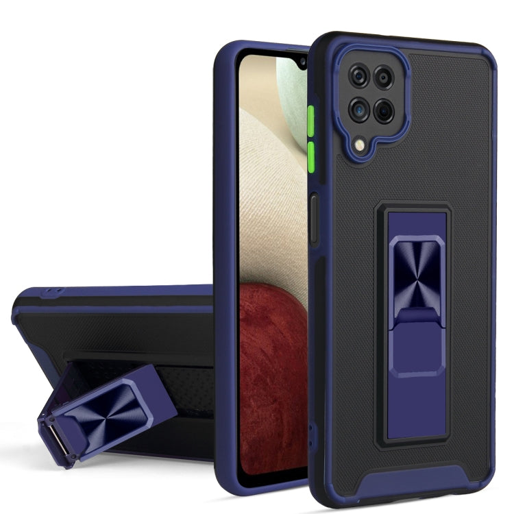 For Samsung Galaxy A12 / M12 / F12 Dual-color Skin Feel TPU + PC Magnetic Shockproof Case with Invisible Holder