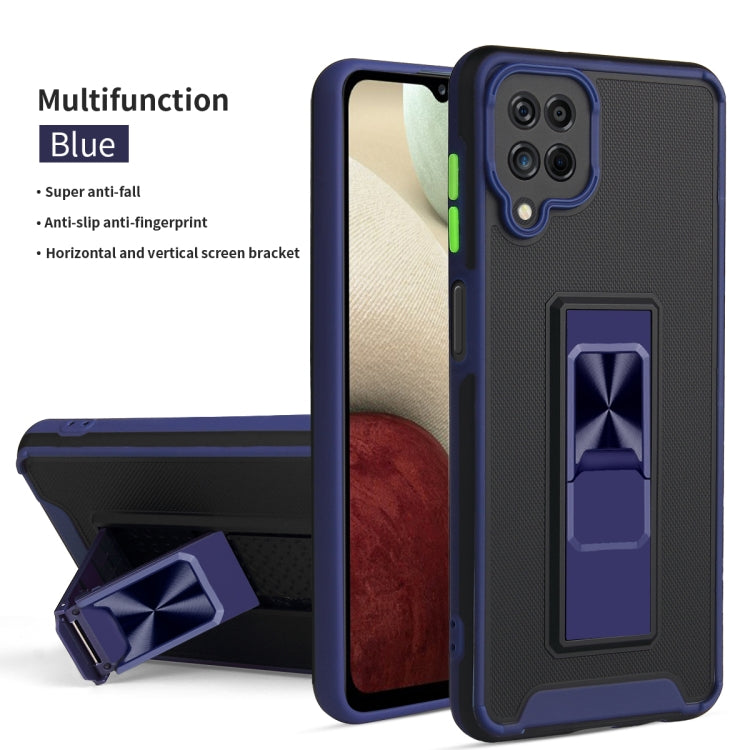 For Samsung Galaxy A12 / M12 / F12 Dual-color Skin Feel TPU + PC Magnetic Shockproof Case with Invisible Holder