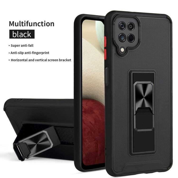 For Samsung Galaxy A12 / M12 / F12 Dual-color Skin Feel TPU + PC Magnetic Shockproof Case with Invisible Holder