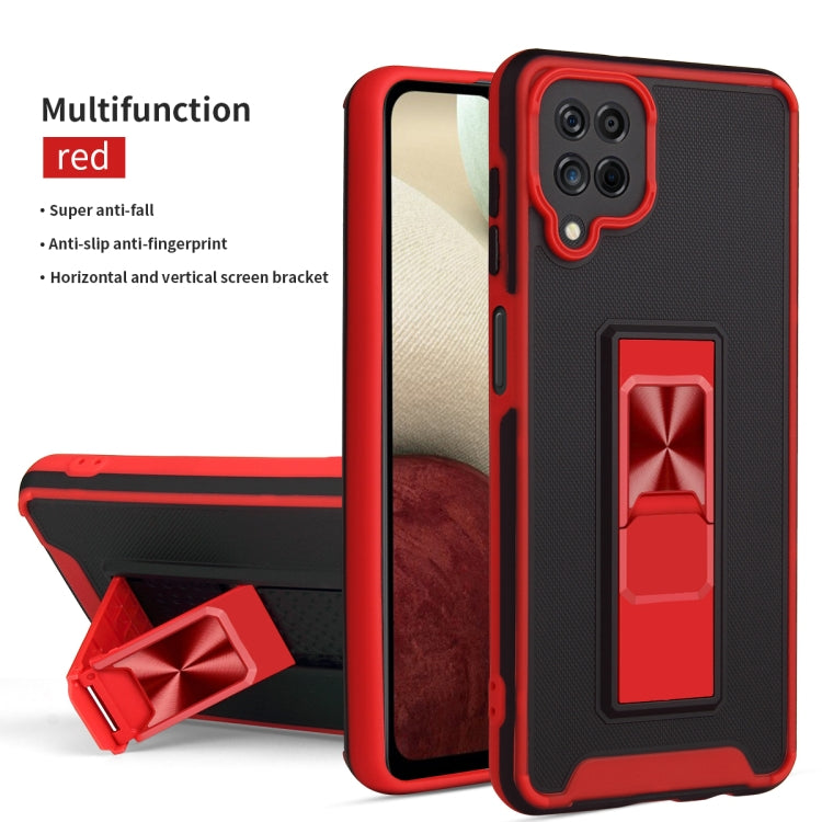 For Samsung Galaxy A12 / M12 / F12 Dual-color Skin Feel TPU + PC Magnetic Shockproof Case with Invisible Holder