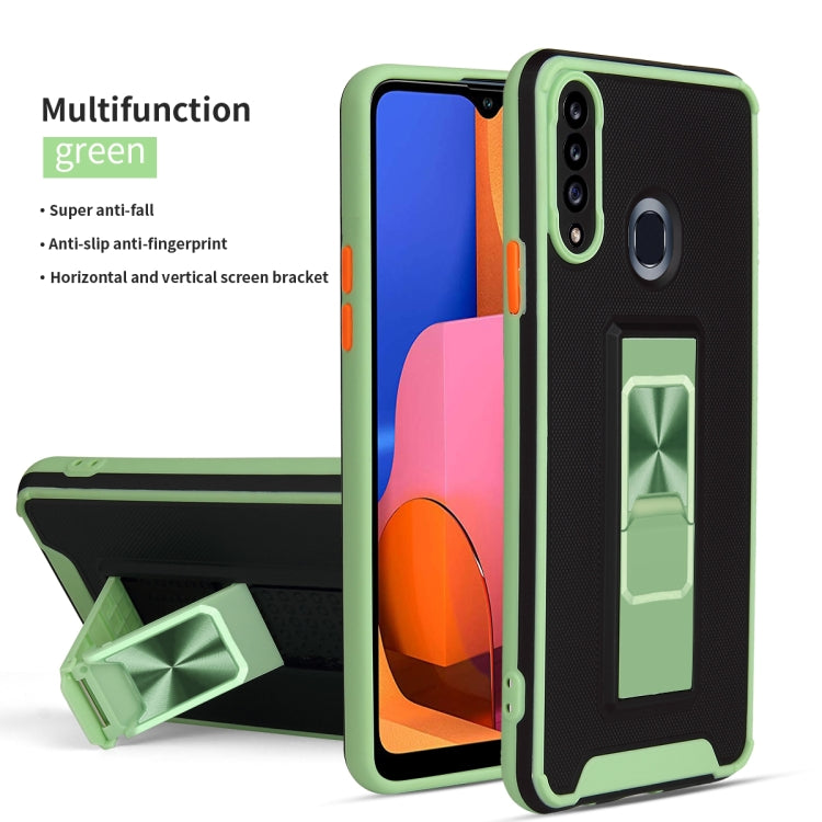 For Samsung Galaxy A20s Dual-color Skin Feel TPU + PC Magnetic Shockproof Case with Invisible Holder