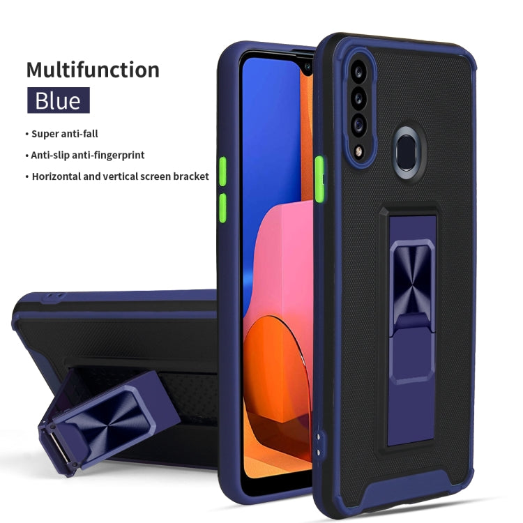 For Samsung Galaxy A20s Dual-color Skin Feel TPU + PC Magnetic Shockproof Case with Invisible Holder