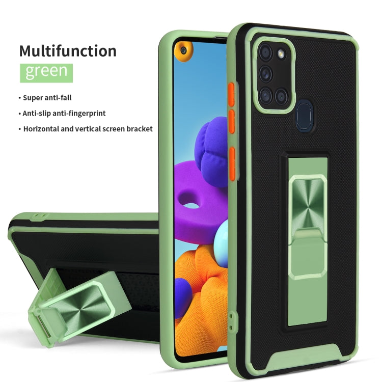 For Samsung Galaxy A21s Dual-color Skin Feel TPU + PC Magnetic Shockproof Case with Invisible Holder