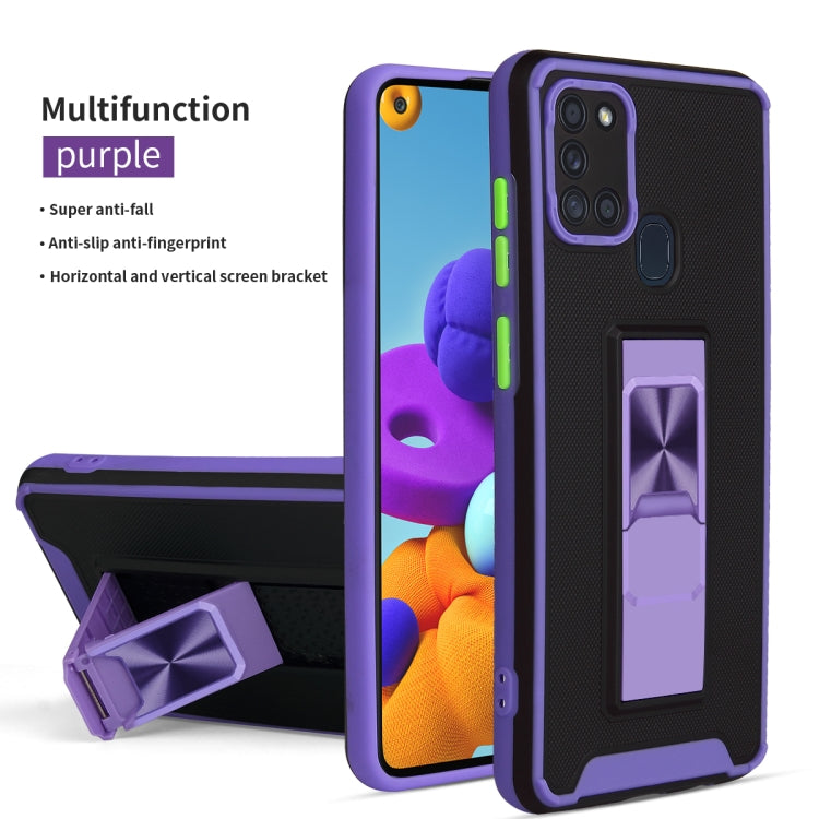 For Samsung Galaxy A21s Dual-color Skin Feel TPU + PC Magnetic Shockproof Case with Invisible Holder