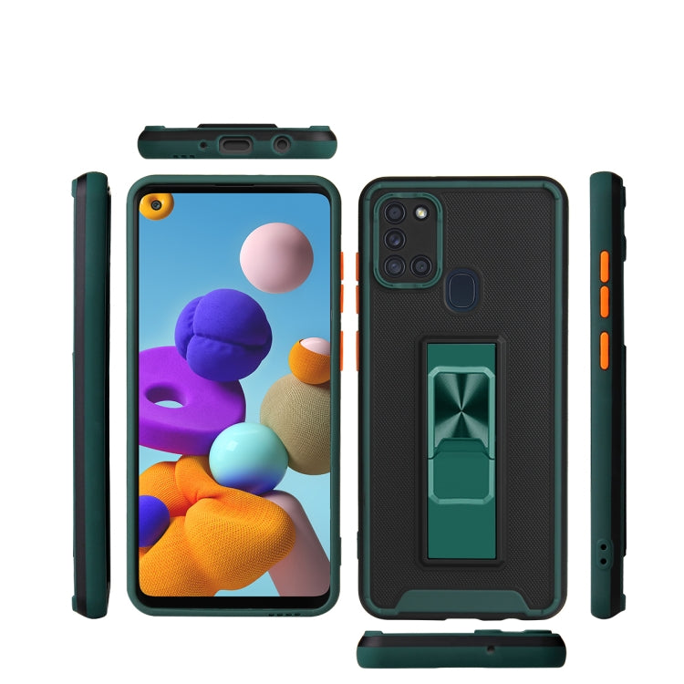 For Samsung Galaxy A21s Dual-color Skin Feel TPU + PC Magnetic Shockproof Case with Invisible Holder
