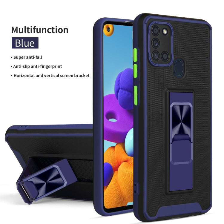 For Samsung Galaxy A21s Dual-color Skin Feel TPU + PC Magnetic Shockproof Case with Invisible Holder