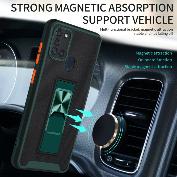 For Samsung Galaxy A21s Dual-color Skin Feel TPU + PC Magnetic Shockproof Case with Invisible Holder