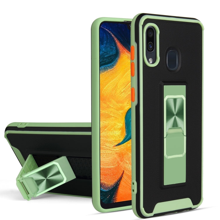 For Samsung Galaxy A30 Dual-color Skin Feel TPU + PC Magnetic Shockproof Case with Invisible Holder