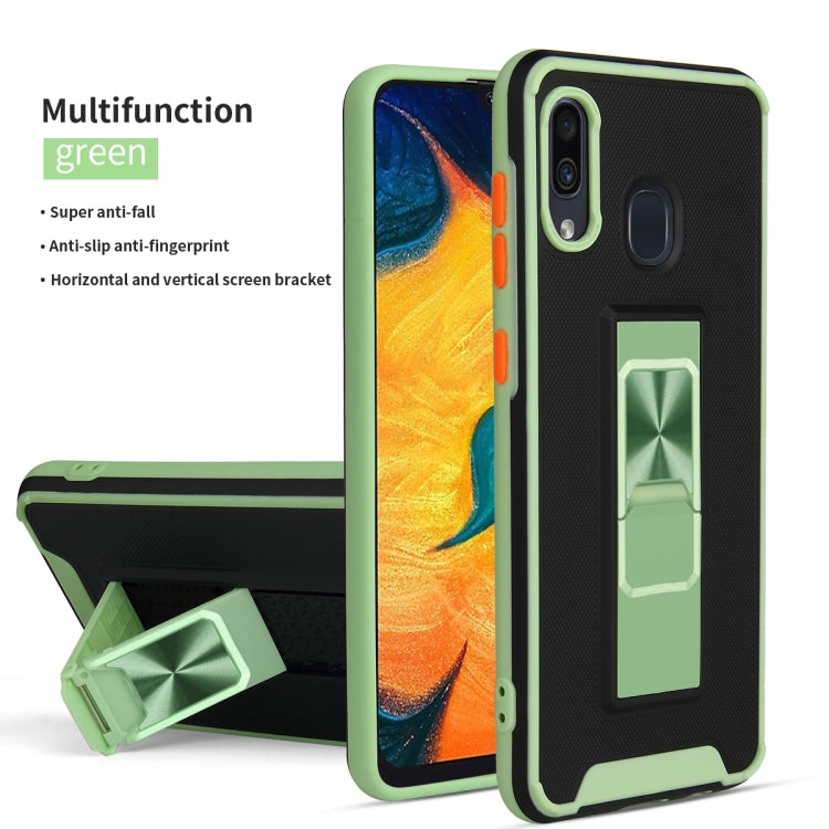 For Samsung Galaxy A30 Dual-color Skin Feel TPU + PC Magnetic Shockproof Case with Invisible Holder