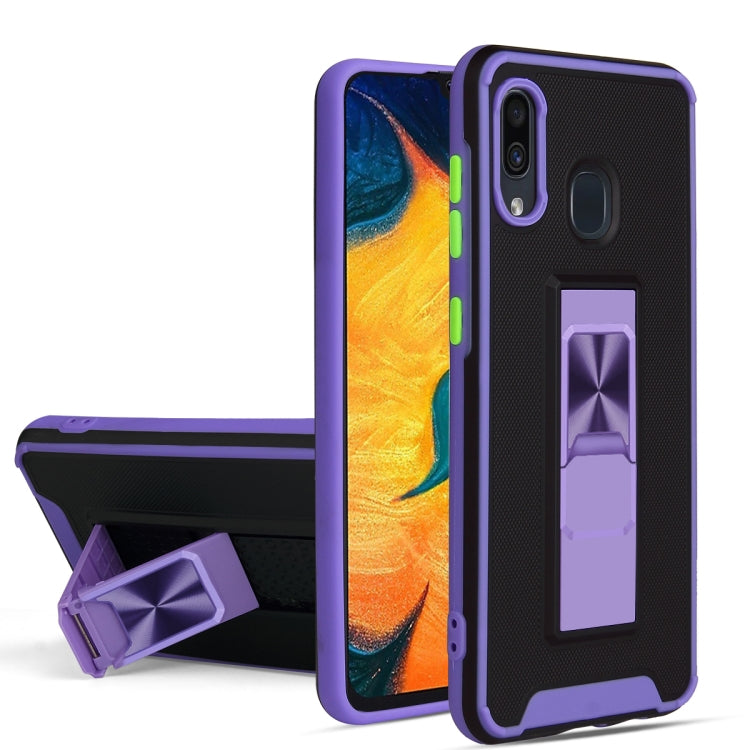 For Samsung Galaxy A30 Dual-color Skin Feel TPU + PC Magnetic Shockproof Case with Invisible Holder