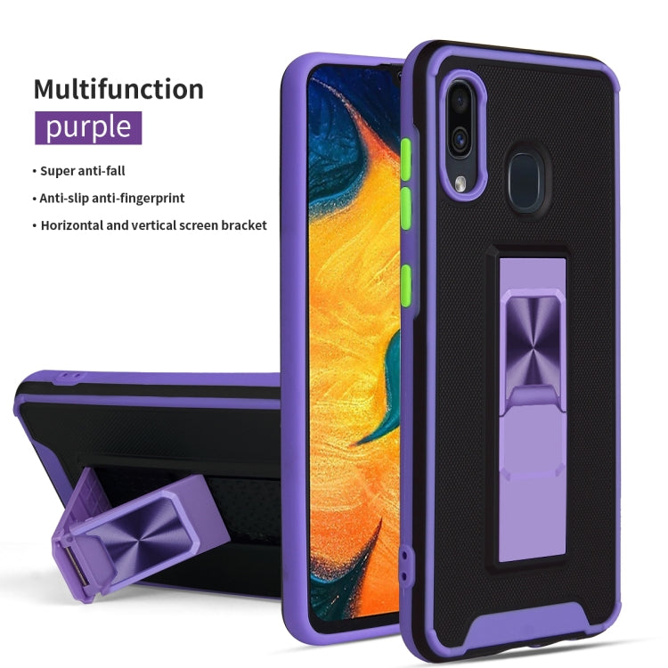 For Samsung Galaxy A30 Dual-color Skin Feel TPU + PC Magnetic Shockproof Case with Invisible Holder