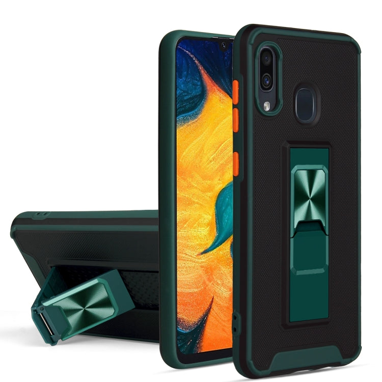 For Samsung Galaxy A30 Dual-color Skin Feel TPU + PC Magnetic Shockproof Case with Invisible Holder